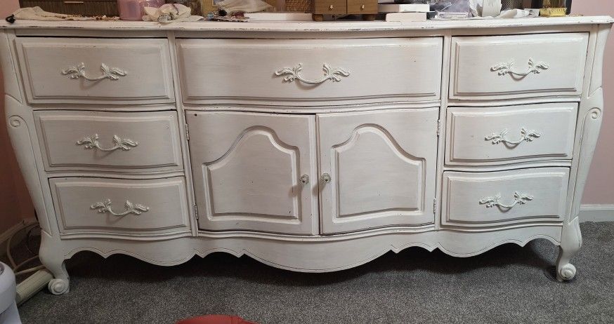 Large Antique White Dresser