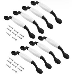 30 black and white handles, knobs and pulls for kitchen cabinets and drawers.