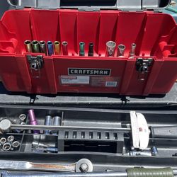 Torque Wrench & Assorted Large Sockets (1/2") W/wrencged And Box 