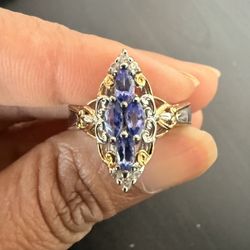 Natural Tanzanite Sterling Silver Ring Size 6 # Wedding 