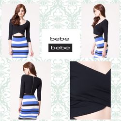 Sexy, Medium, black, 3/4 sleeve, soft jersey, crop top, nwt