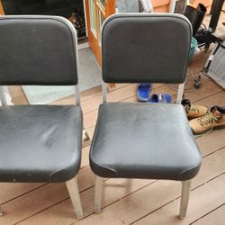 Pair Vintage MCM Globe Wernicke Metal Industrial Office Chairs