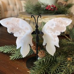 Flower Agate Butterfly Wings on Stand small