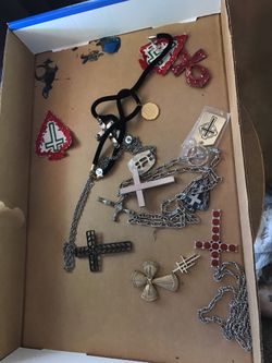 Box of misc crosses $5