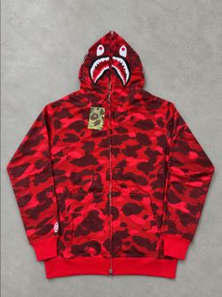 BAPE Shark Full-Zip Hoodie Red Camo Size Small