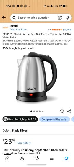 Dezin 2L Stainless Steel Electric Kettle