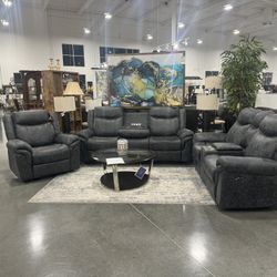 3 Pieces Power Recliner Set / Includes: Sofa, Loveseat and Chair 