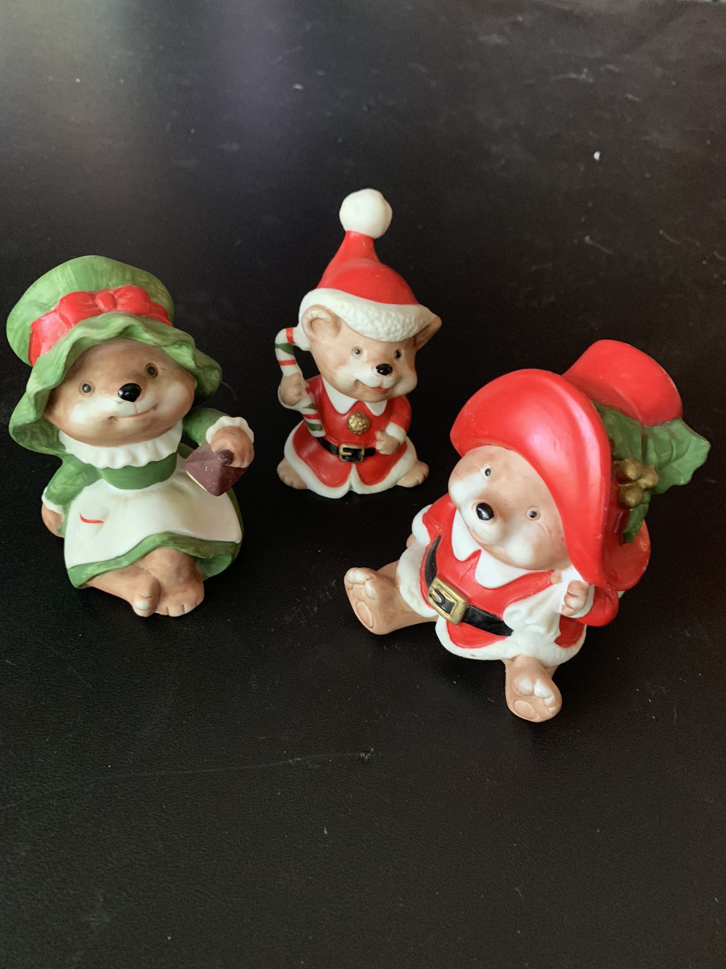 Vintage Homco Christmas Bear Figures