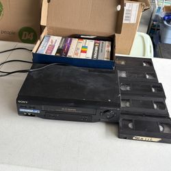 Sony VHS Player For Parts with cassettes