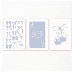 Preppy Blue Bows Print 12x16 - Unframed