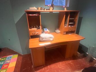Desk and bookshelf