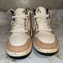 New Jordan 1 Mid SE Brushstroke Paint Splatter Size 7.5M DA8005-100