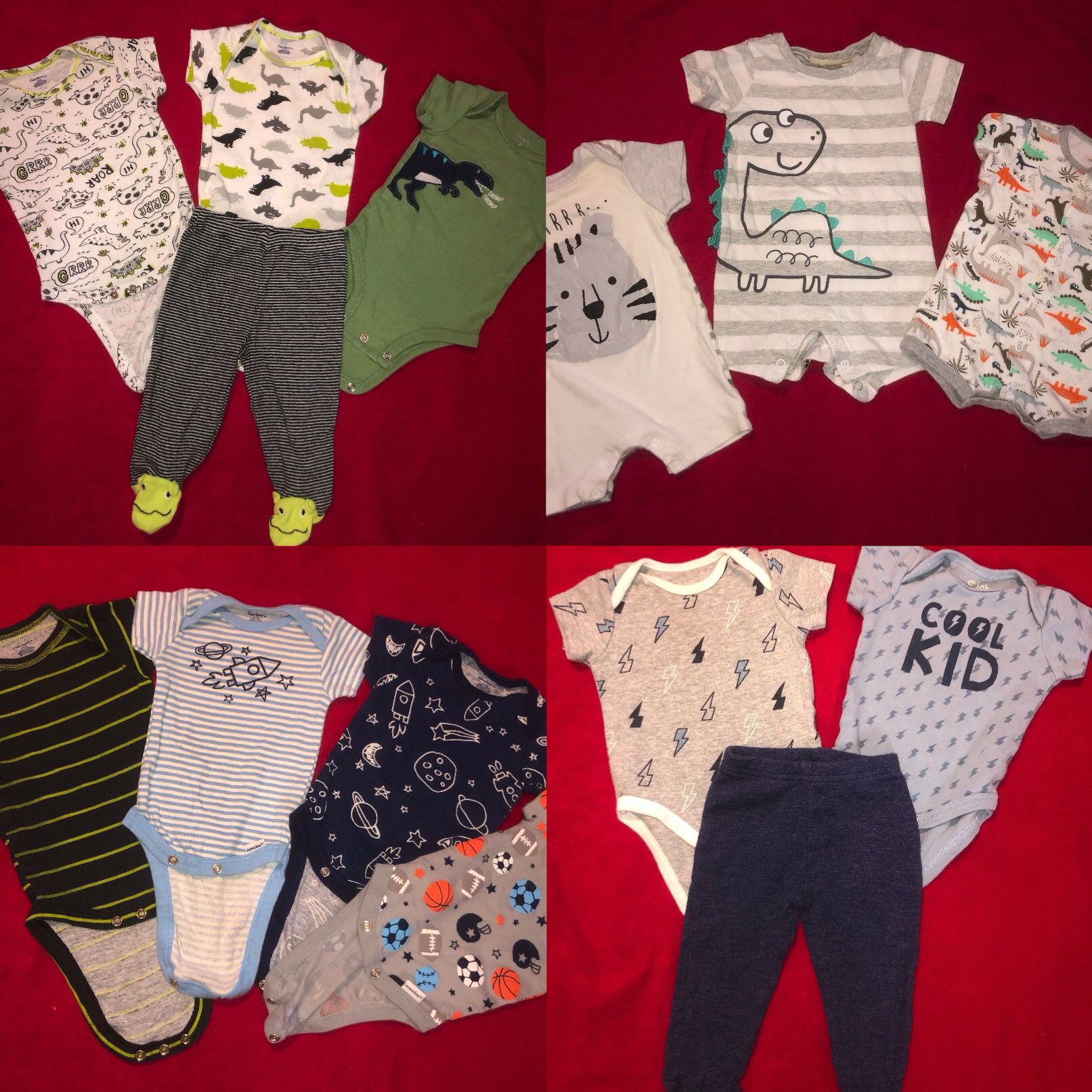 Baby Boy Dinosaur Outfit Rompers Bodysuits Lot