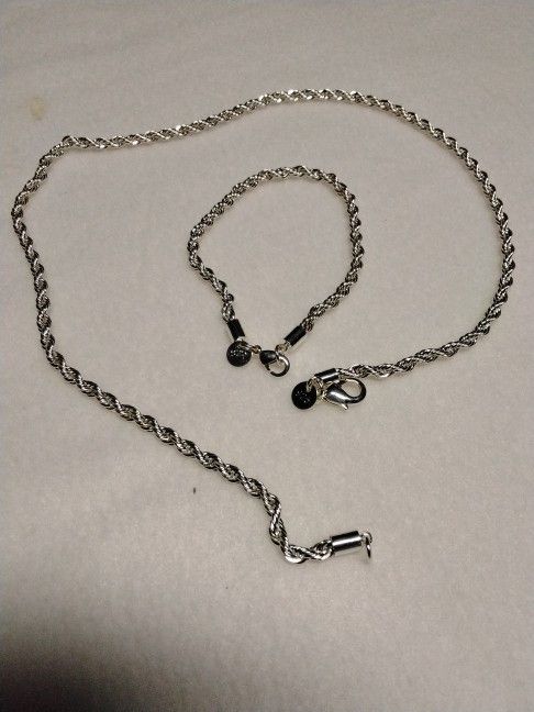 Sterling Silver Necklace and Bracelet Set New Price 