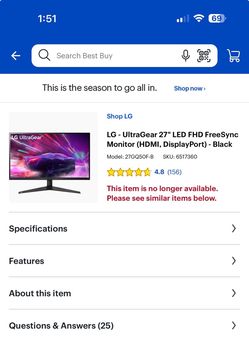 LG  Gaming Monitor 165Hz FreeSync