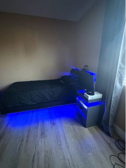 Two Twin Bed Frames Black with LED lights