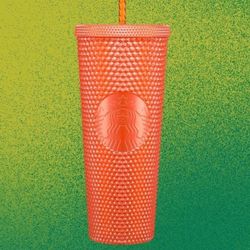 STARBUCKS FALL HALLOWEEN 2022 NEW RELEASE BRING PEARLIZED GLOOSY ORANGE STUDDED TUMBLER VENTI 24 OZ $45.00