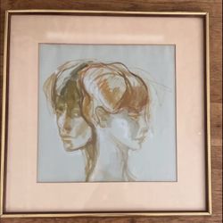 Original art – pastel painting – Faces -framed