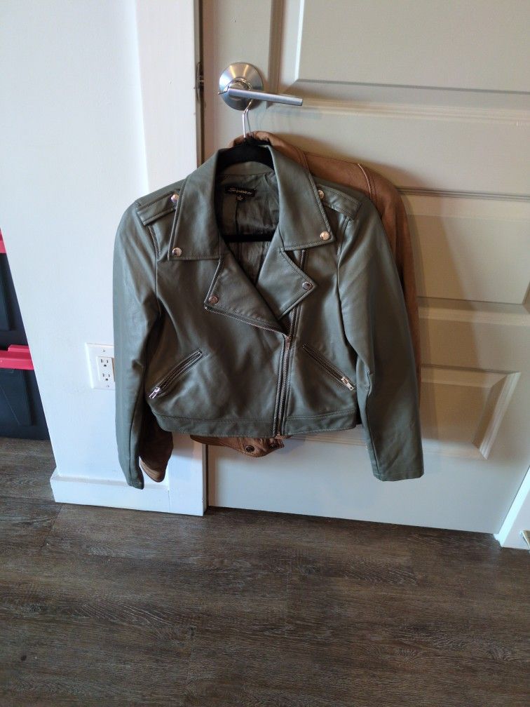 Olive Green Pleather Jacket