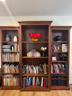 Large Wood Bookcase Wall Unit 3-Section