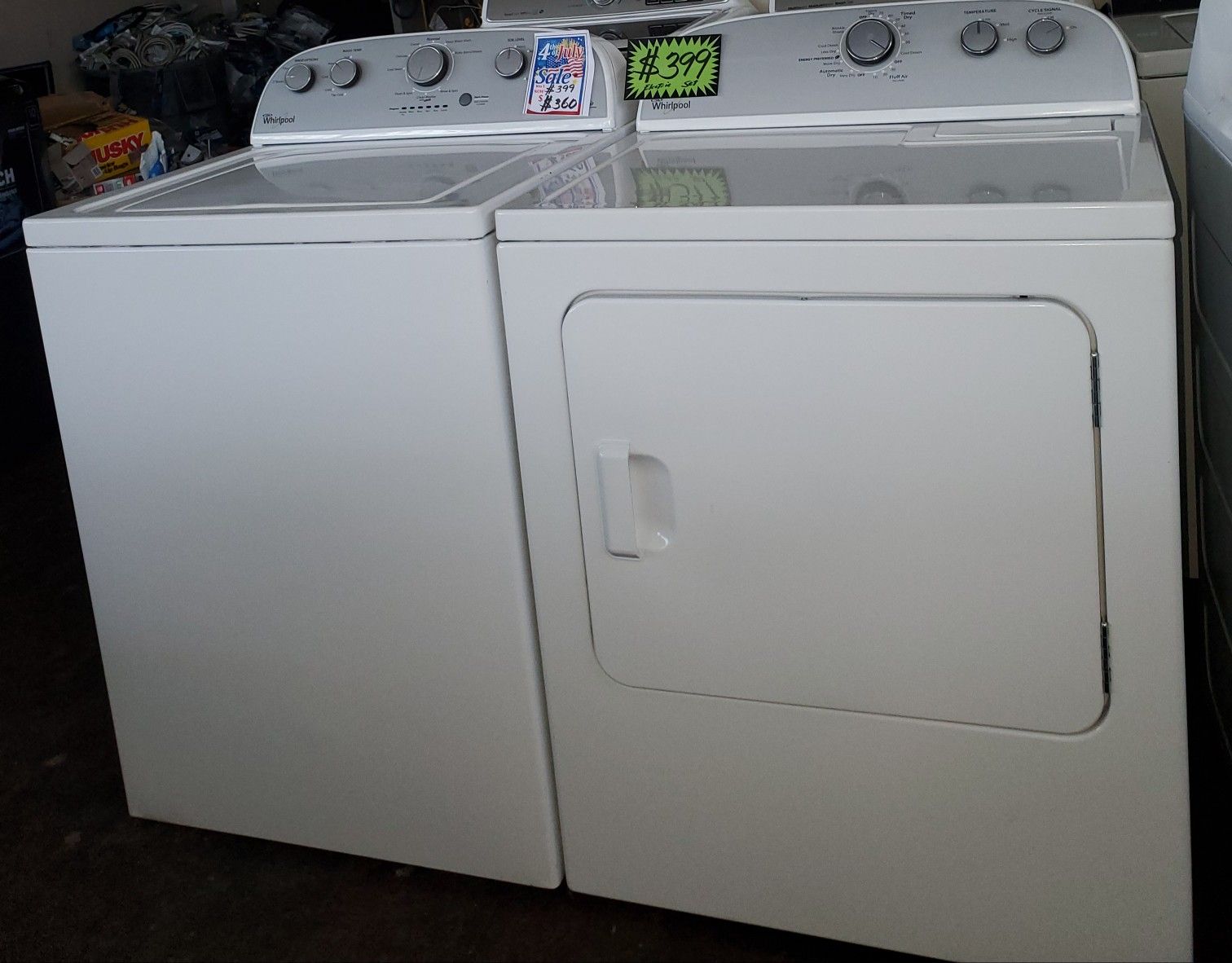 Whirlpool top load washer and dryer set working perfectly 4 months warranty