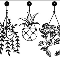 3 Pieces Metal Vase Flowers Wall Arts, Flower in Vase for Decorations, Metal Wall Sculpture for Patio Balcony, Black Metal Wall Art for Living Room Ba