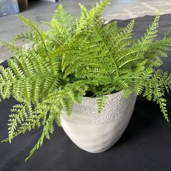Artificial Leaves In A Ceramic Vase