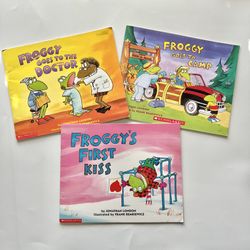 Kids Book Bundle - Froggy Series Doctor, Camp, First Kiss by Jonathan London