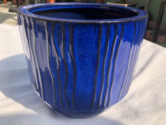Vibrant cobalt blue ceramic planter