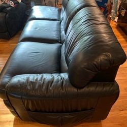 Black Leather Sofa and Armchair Set