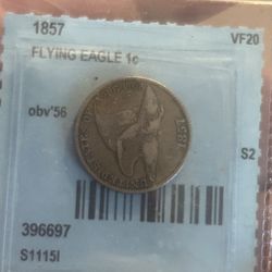 1857 Flying Eagle 1c Coin 