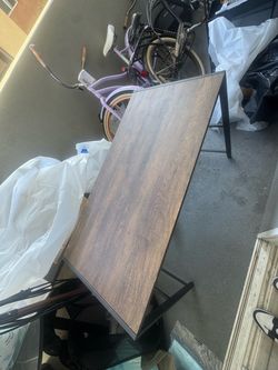 Wood Top Desk with Metal Frame