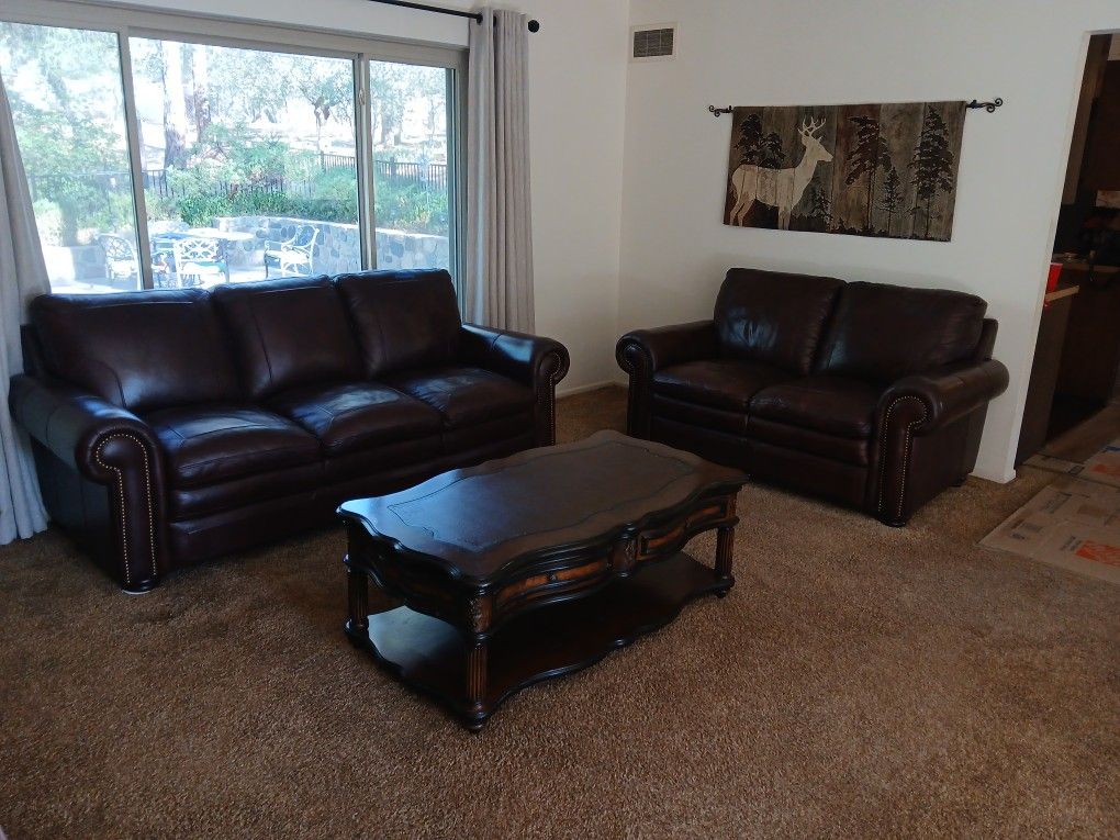 Leather Couch , Love Seat, Table