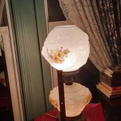 Hurricane, Bubble, Gone With The Wind Lamp...works, Glass In Very Good Condition, Hedco Co. Mfg.