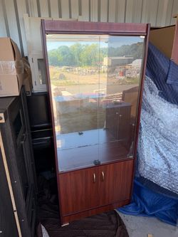 Cherry Wood Glass Door Display Cabinet