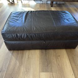 Brown Leather Ottoman 