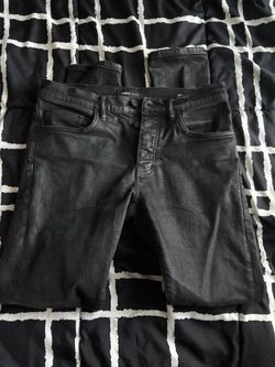 Waxed purple jeans