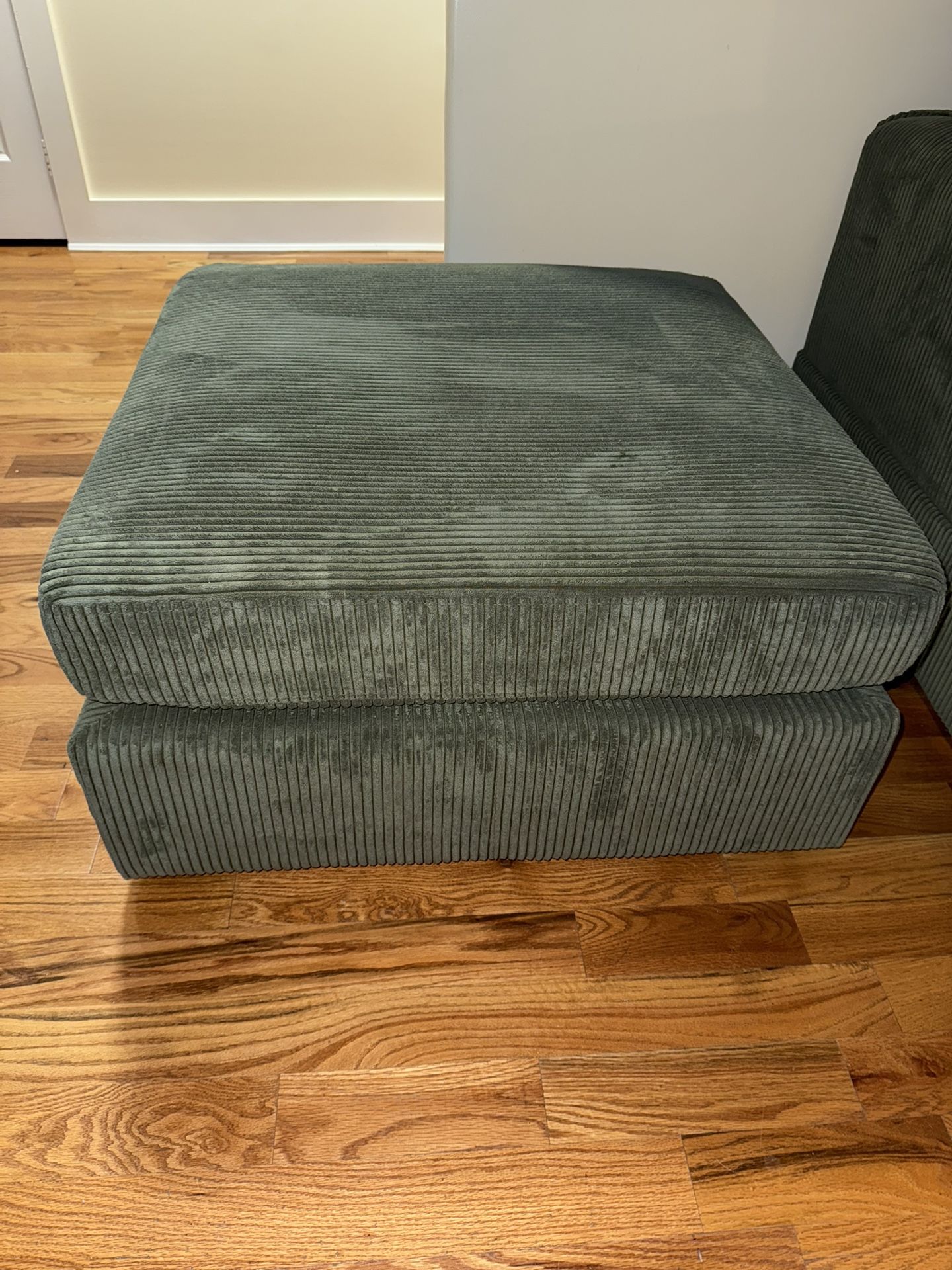 Green Corduroy Ottoman