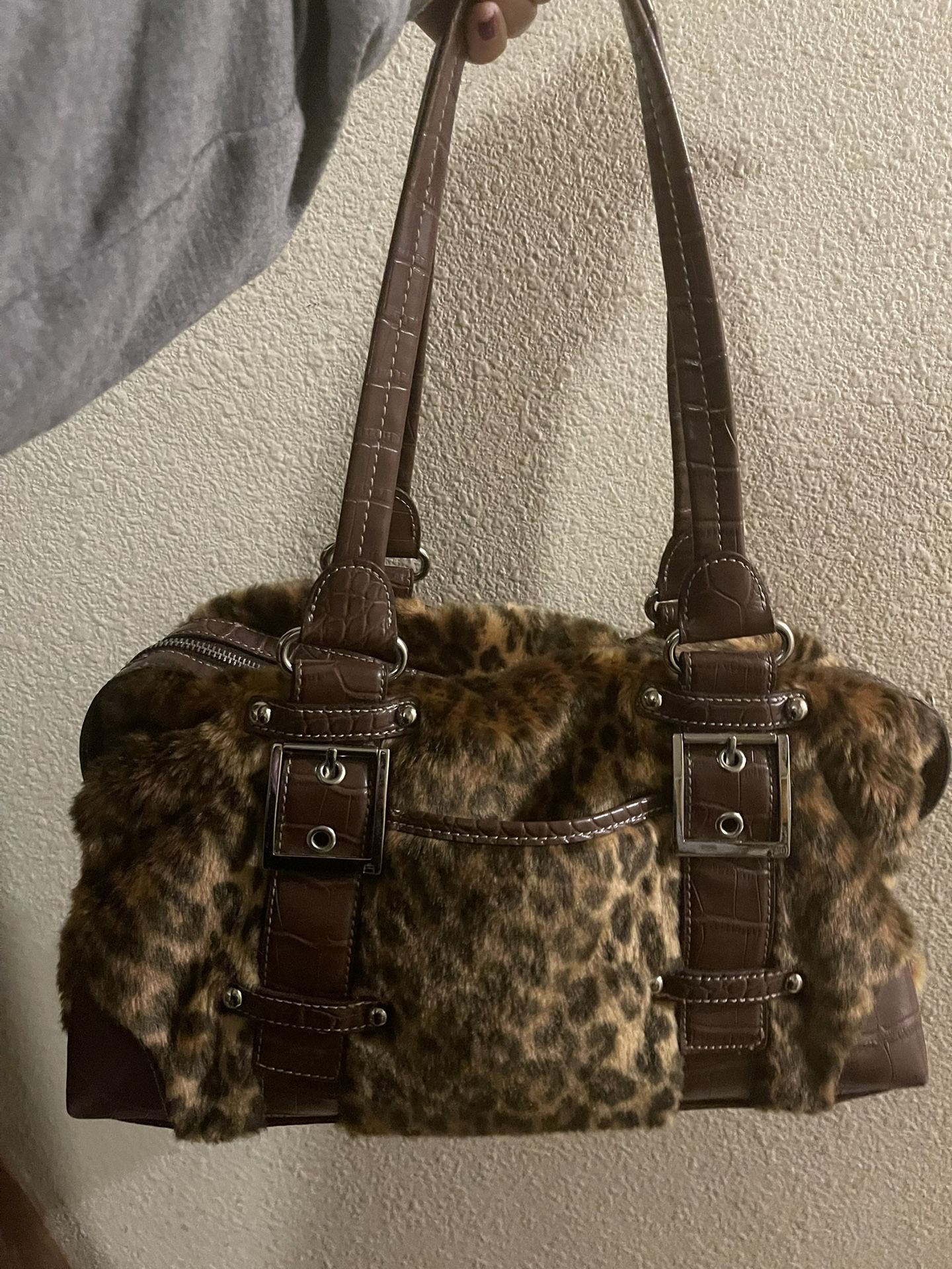 Kathy Van Zeeland Leopard Fur Purse
