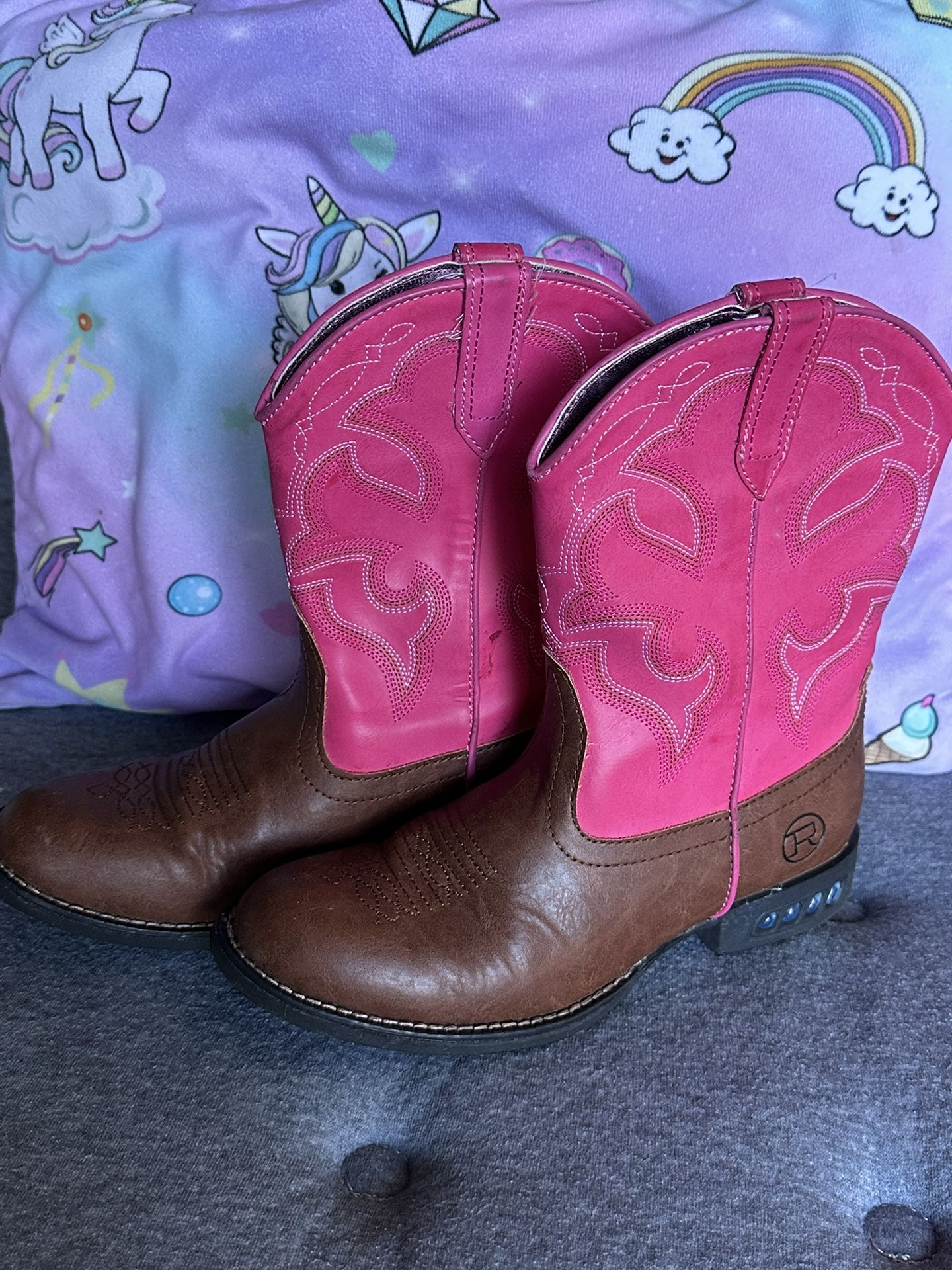 2 Pair Of Young Girls Cowgirl Boots