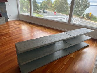 Restoration hardware Gray Wood 3-Tier Low Media Console Shelf