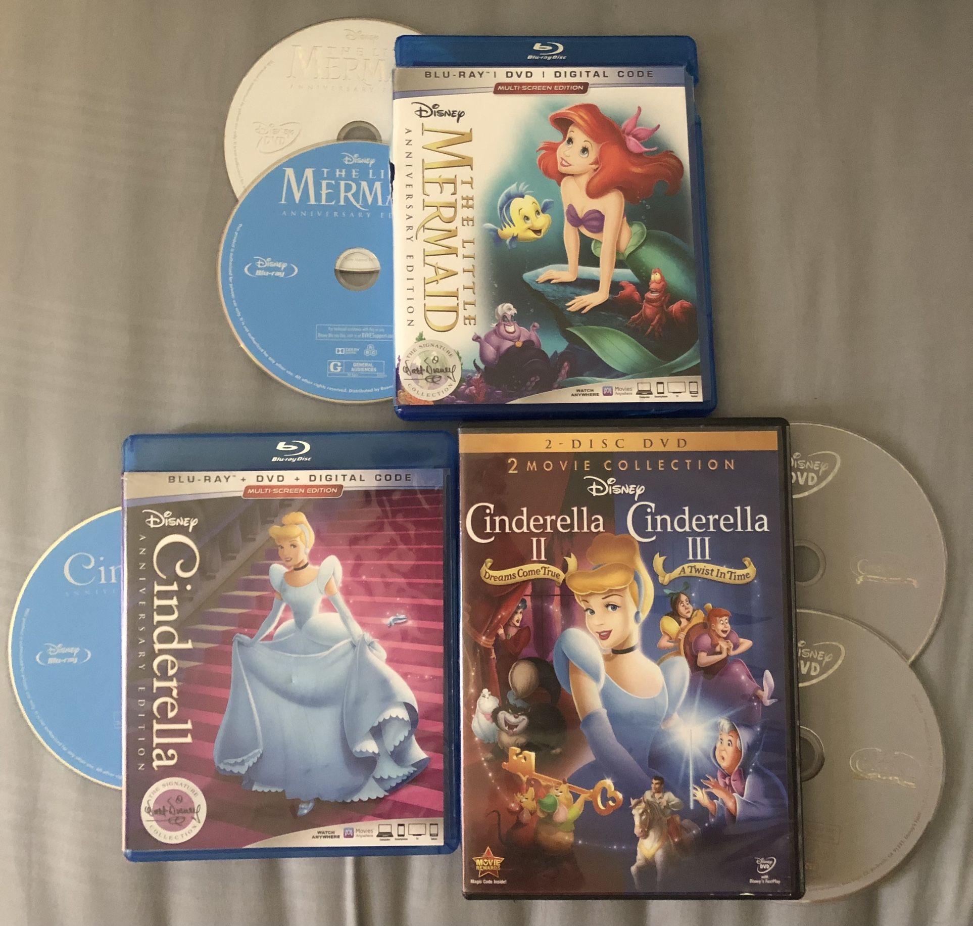 Disney Little Mermaid Cinderella Dvd Bluray