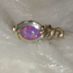 Size 7.5 Sterling Silver Purple Fire Opal Ring