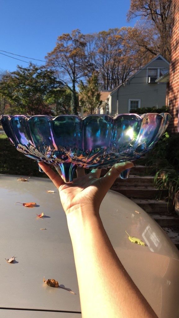 Carnival Glass Multicolored Fruit Bowl