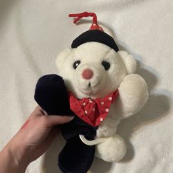 RARE Vintage Dakin Musical Pull Down Bear Clown Plush 1991 Works!