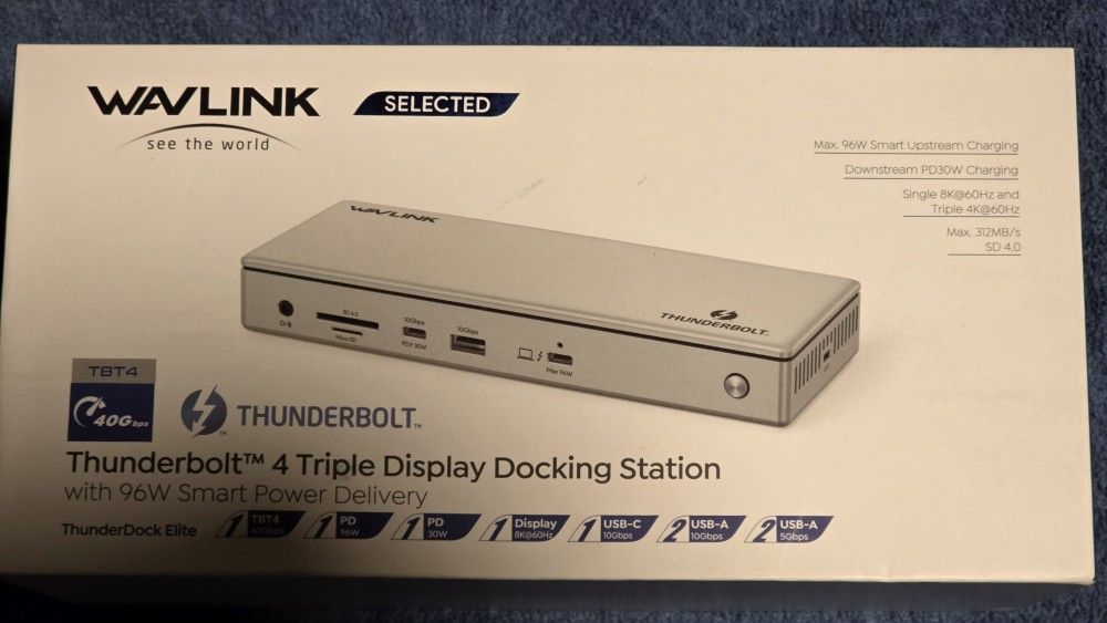 WAVLINK Thunderbolt 4 Hub with Dual HDMI 4K@60Hz, 100W Charging (WL-UTD45)