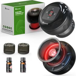 2 Pack Smart Cupping Therapy Massager with Red Light, Heat & Suction – 12 Levels