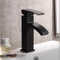 Waterfall Faucet Matte Black Basin Faucet, Water Tap Bathroom Faucet F14B