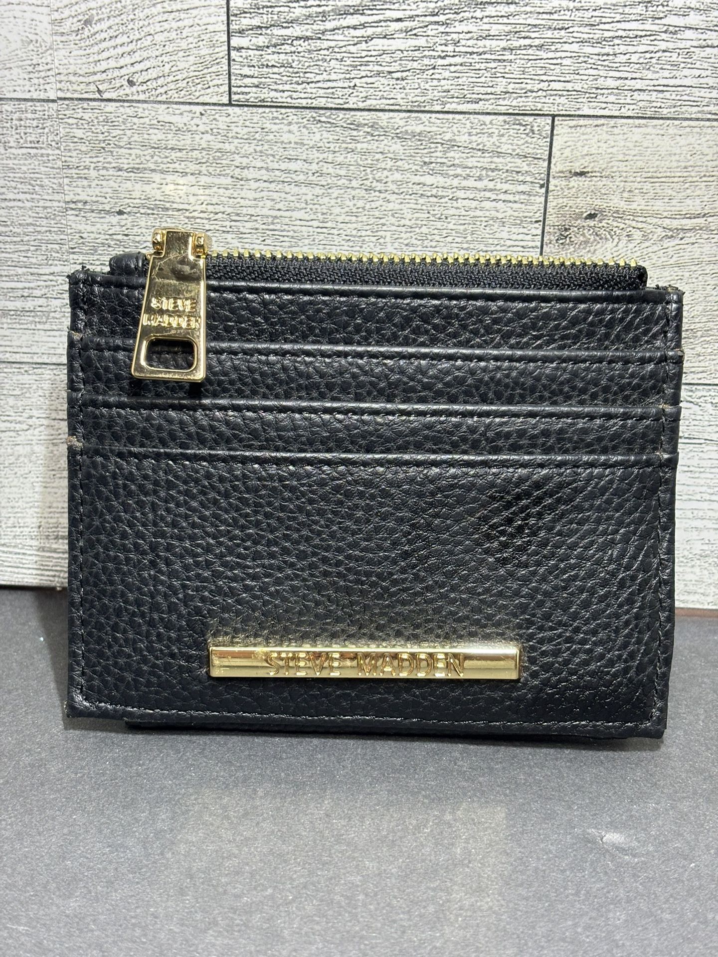 Steve Madden Women's Card Wallet - Authentic Black Faux Leather