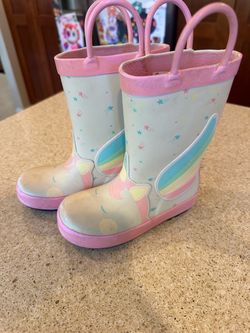 Unicorn Rain Boots Toddler Girls Sz 8 shoes waterproof Cat & Jack
